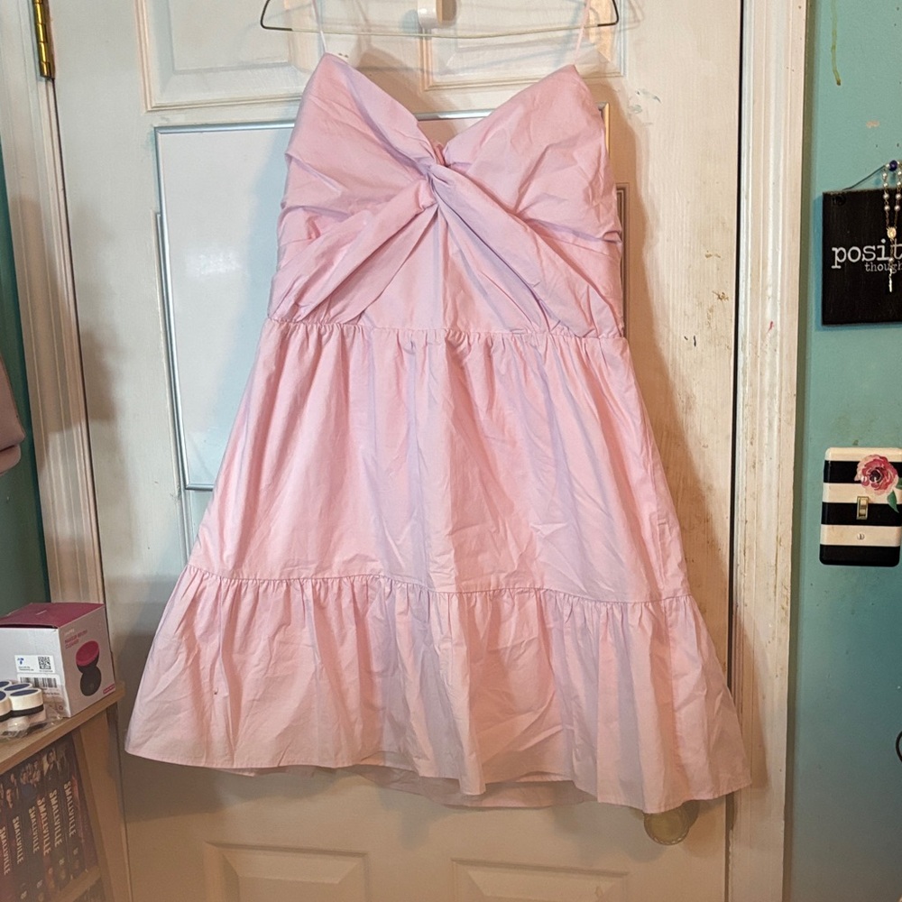 All in Favor Light Pink Strapless Mini Dress